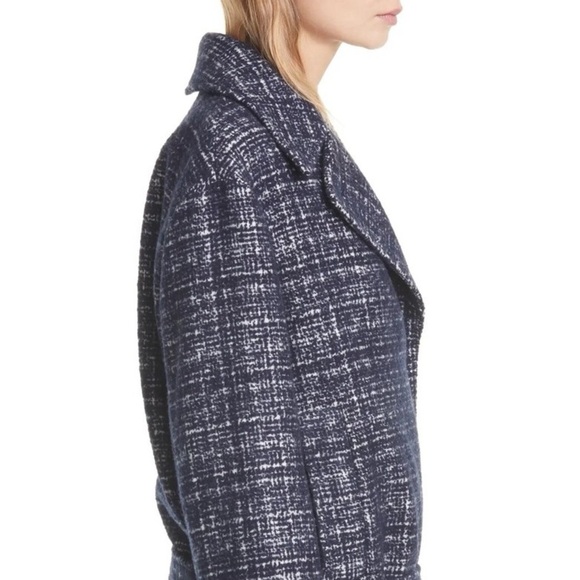 Club Monaco blue wool textured tweed belted shawl coat - size Small (S) NWT - Picture 5 of 10